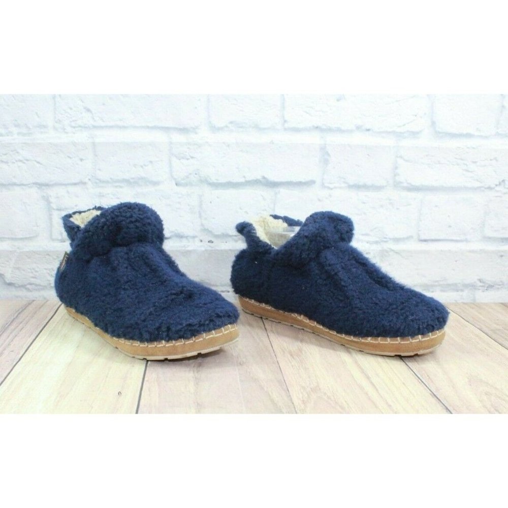 LL Bean Blue Pile Fleece Cozy Slipper Booties Size 9 M - Picture 3 of 10
